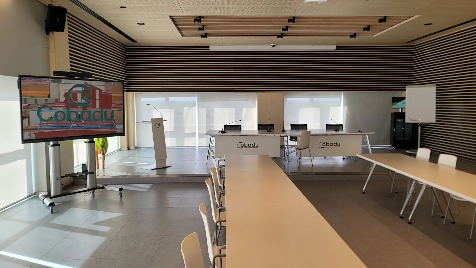 Cobadú - Pizarra videoconferencia sala reuniones vista frontal lateral