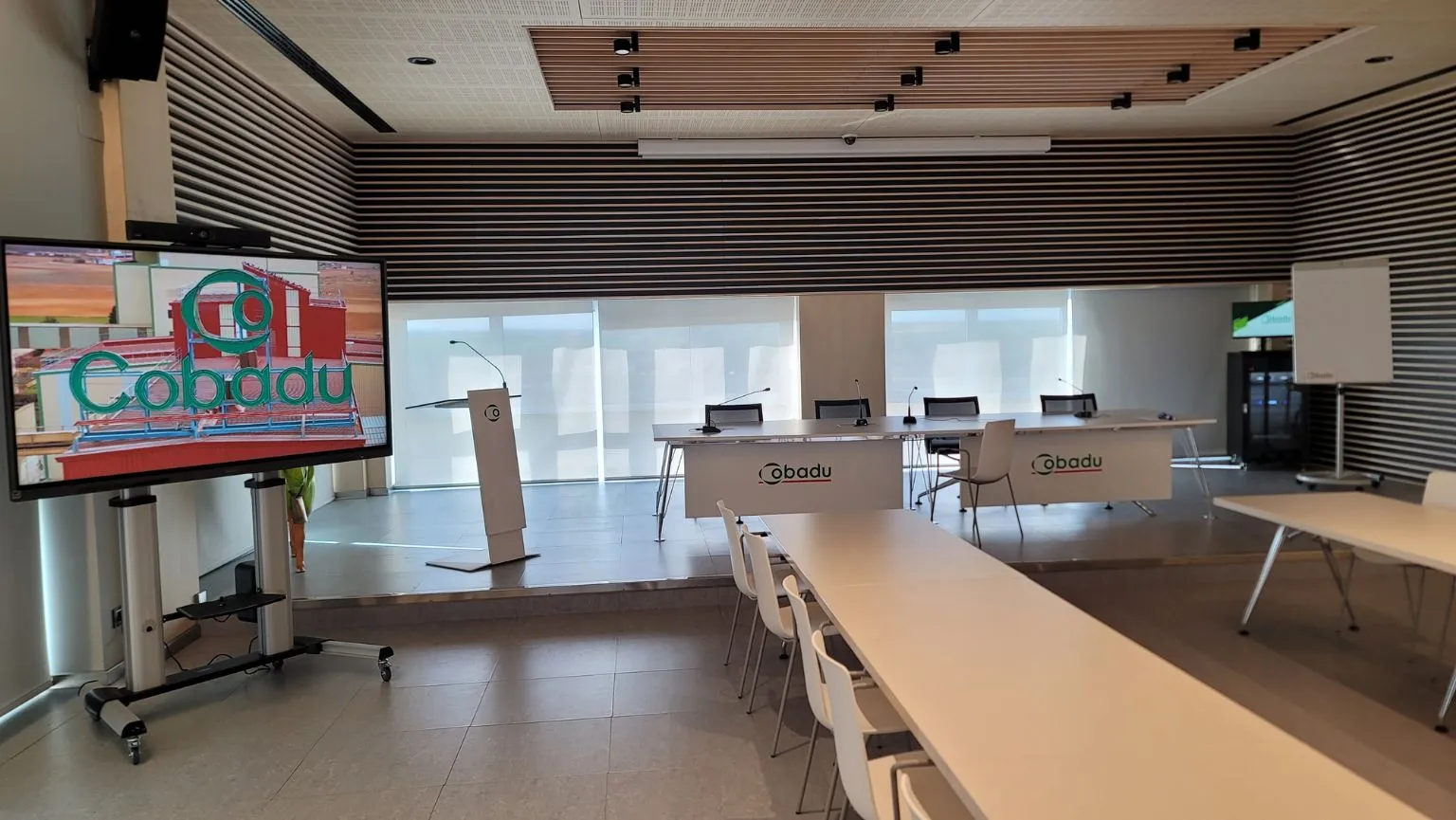 Cobadú - Pizarra videoconferencia sala reuniones vista lateral sala de reuniones